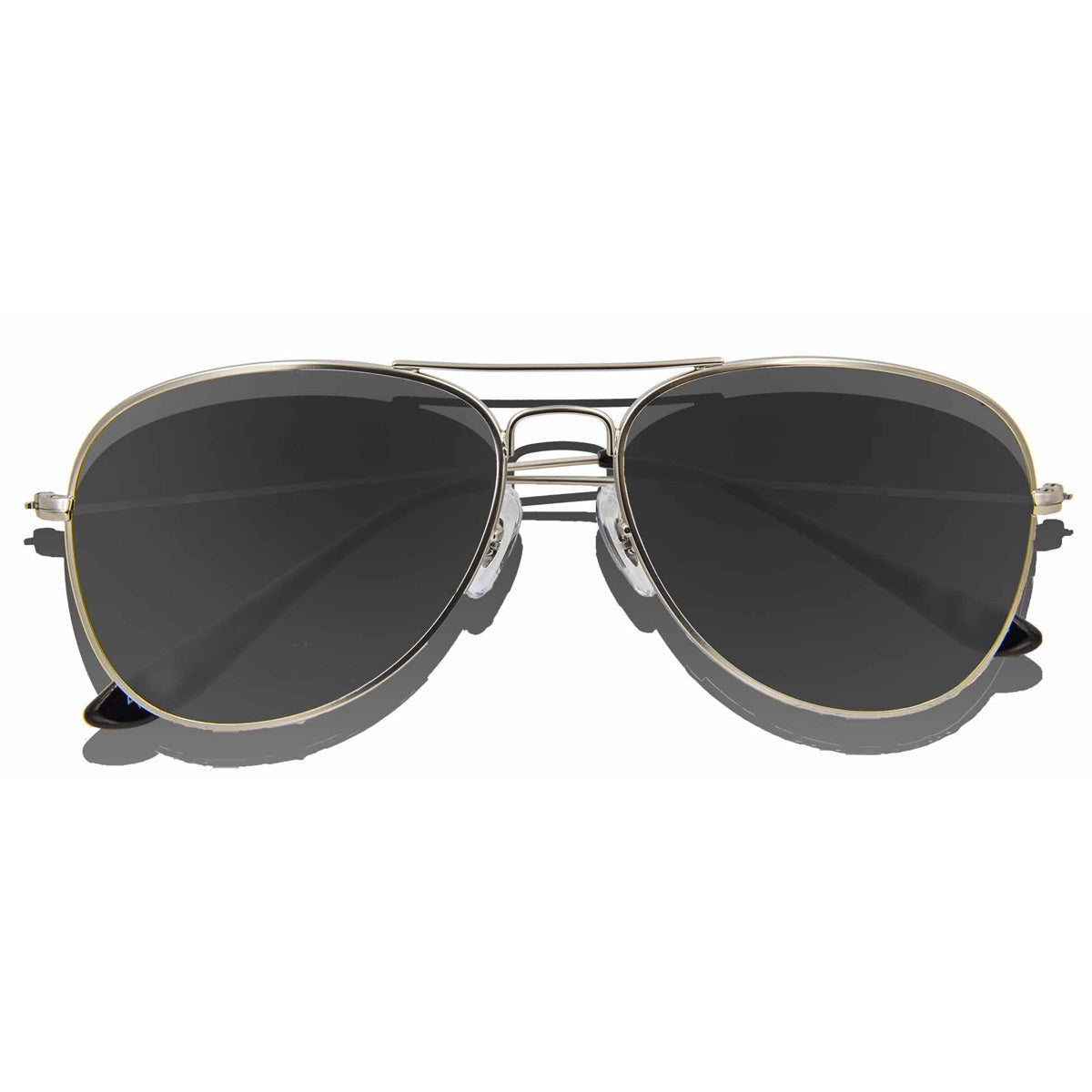 Aviators - Non-Floating Everyday KZ Belize Aviator - Satin Silver Frame / Black Lens
